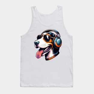 Treeing Walker Coonhound Smiling DJ in Japanese Art Tank Top